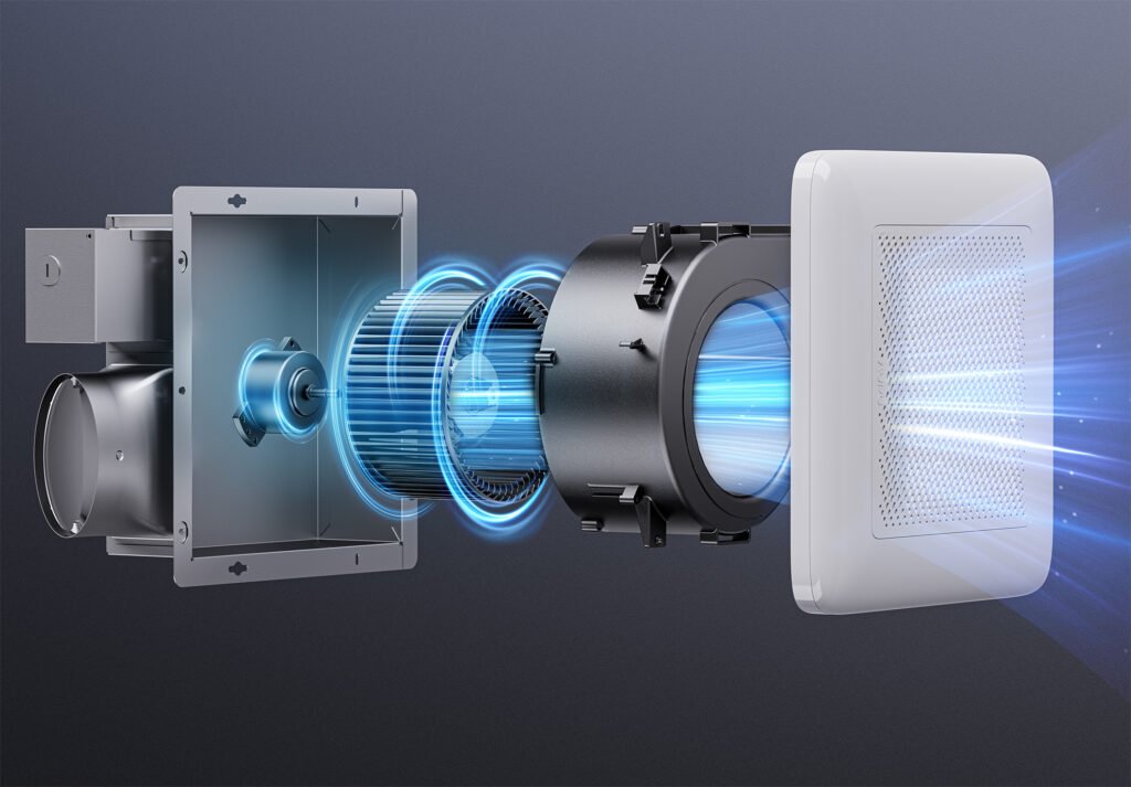 slim 4 inch bathroom exhaust fan internal motor airflow system