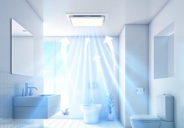 AUPU 8-Inch Depth AC Motor Bathroom Exhaust Fan with LED Light