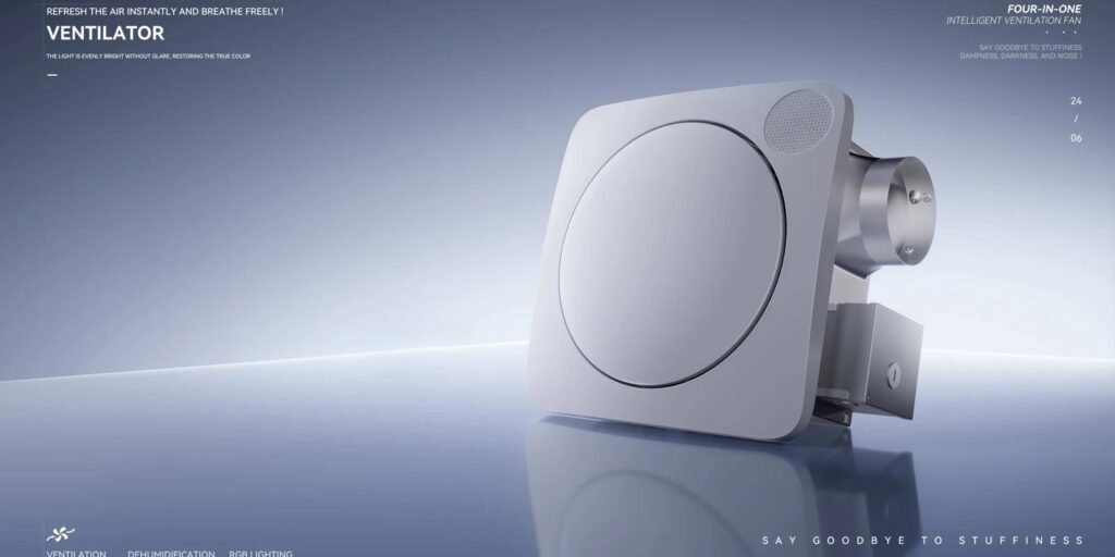 Bathroom Exhaust Fan with LED Light installed in modern bathroom